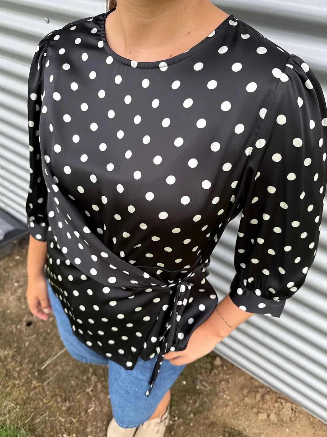 Clearance Dear Molly Dot Top 155563C Black W.white Dots