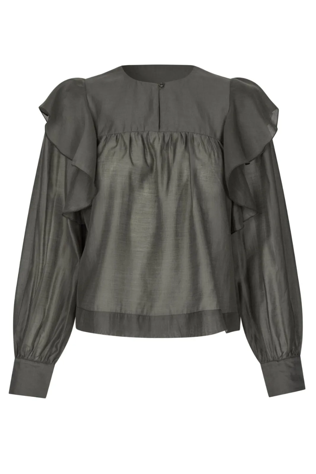 New Second Female Dream Ruffle Blouse 60192 4071 Wren