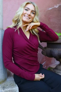 Discount Liberte Ea Ls Wrap Blouse 22258 Bordeaux