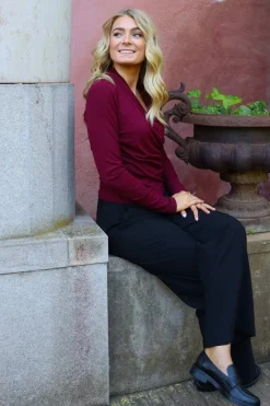 Discount Liberte Ea Ls Wrap Blouse 22258 Bordeaux