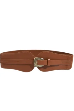 Best Anobel Copenhagen Elastic Raffia Belt With Round Buckle LH5008 Brown