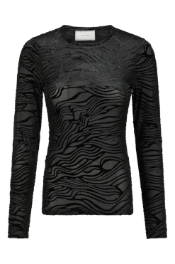 Outlet Neo Noir Ella Zebra Burnout Blouse Black