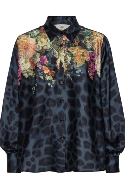 Sale Karmamia Elle Shirt Navy Flower Leopard