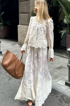 New BYIC Ellinoric Lace Maxi Skirt vw Vintage White