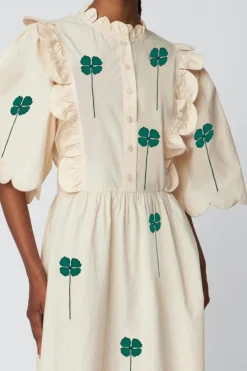 Outlet Stella Nova Embroidered Midi Dress With Scallopseb51-4122 204 Green/creme