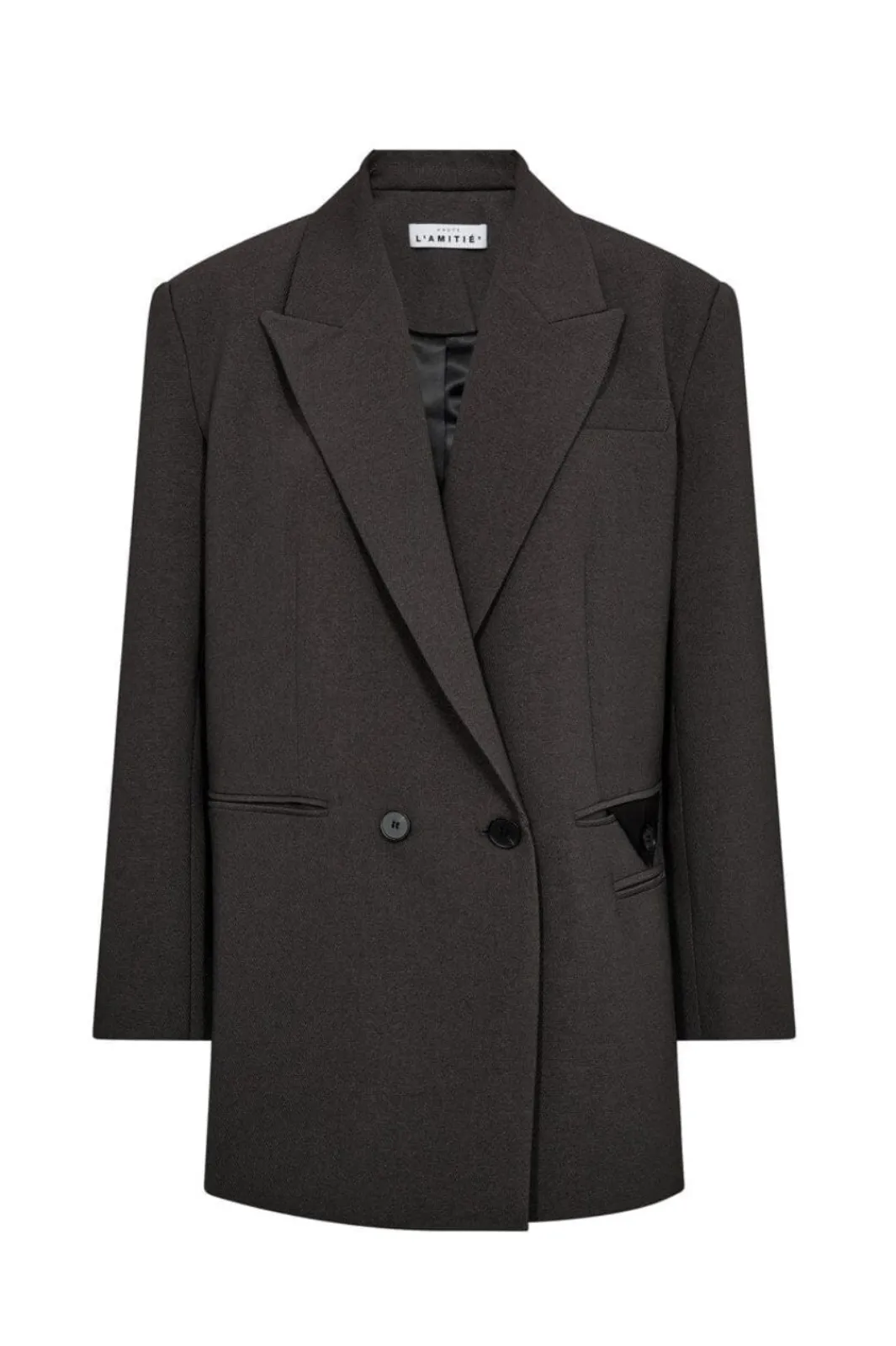 New Haute L'Amitié Emerald Oversize Triangle Blazer HL10463 Dark Grey