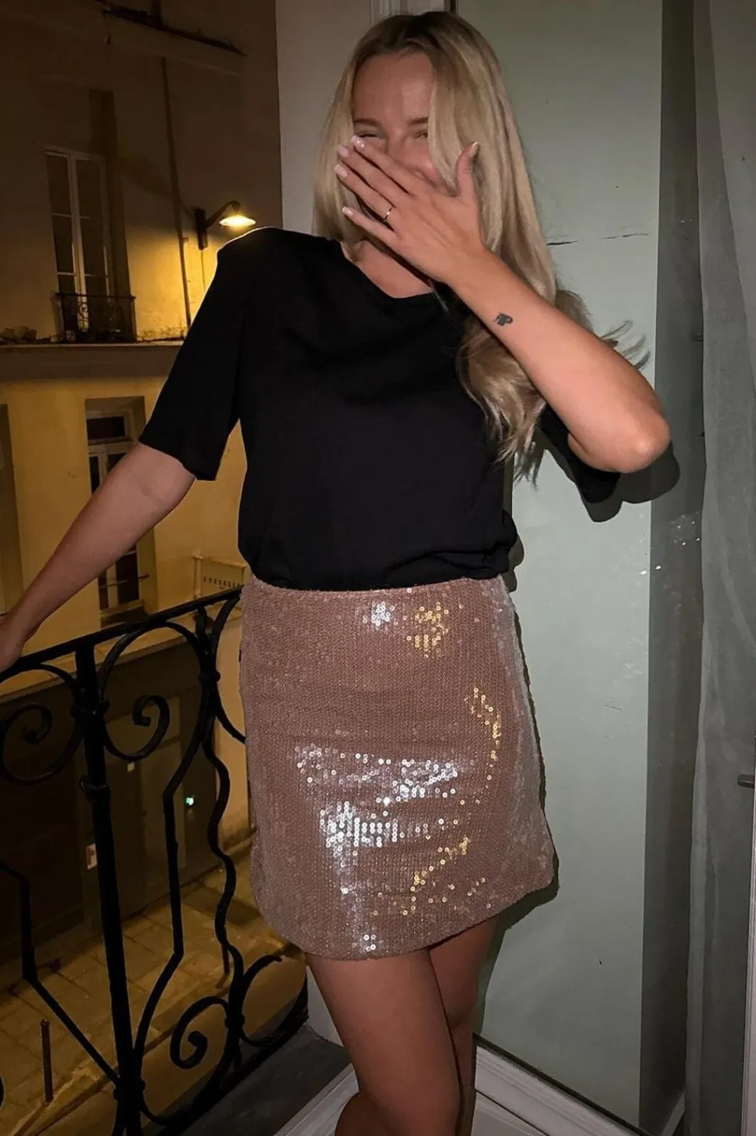 Sale BYIC Emilyic Mini Skirt A23732 Light Brown Sequin