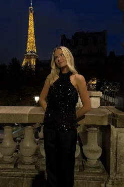 Discount BYIC Emilyic Top A23739 Black Sequin