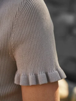 Clearance Neo Noir Esla Frill Knit Tee 164432 213