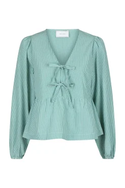 Hot Neo Noir Esmée Small Stripe Blouse Green