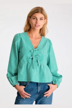 Hot Neo Noir Esmée Small Stripe Blouse Green