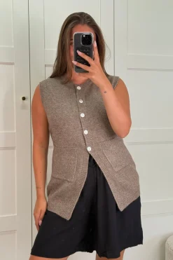 Outlet A-bee Esme Vest Taupe