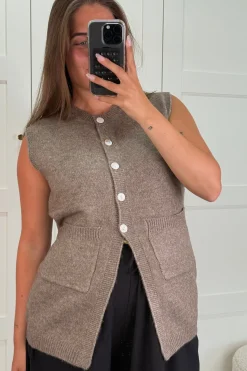 Outlet A-bee Esme Vest Taupe