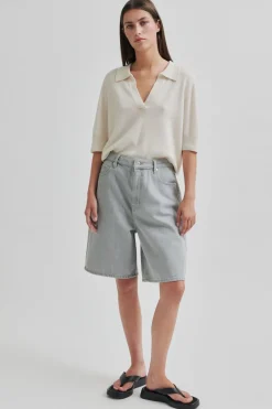 Online Second Female Esso Bermuda Shorts 59780 Light Grey Denim 7035
