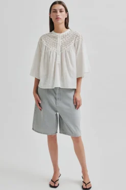 Online Second Female Esso Bermuda Shorts 59780 Light Grey Denim 7035