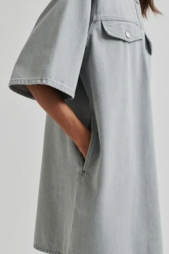 Outlet Second Female Esso Dress 59616 Light Grey Denim 7035