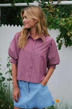 Sale Neo Noir Etta Soft Stripe Stone Shirt 166416 393