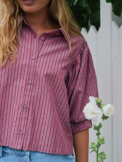 Sale Neo Noir Etta Soft Stripe Stone Shirt 166416 393