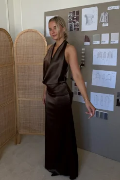 Best BYIC Evelynic Maxi Dress A2577 Dark Brown
