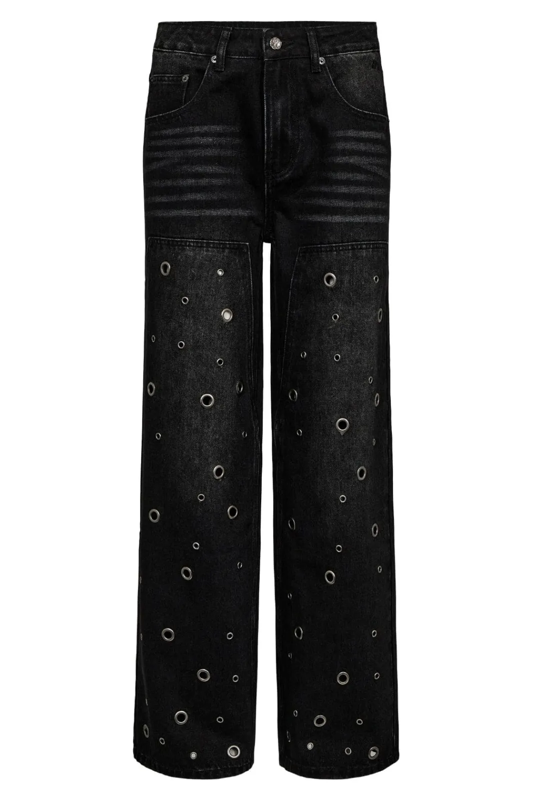 Haute L'Amitié Eyelet Patch Jeans HL10337 Black