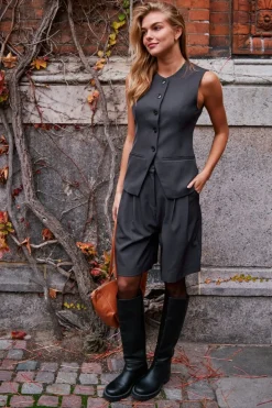 Discount Neo Noir Fabia Structure Waistcoat 164162 Dark Grey