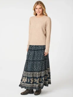 Outlet Neo Noir Felicia Mini Border Skirt 162569 Camel
