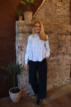 New Liberte Fie Ls Frill Shirt 22308 Light Blue