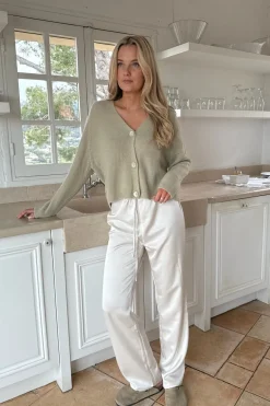 Online BYIC Fieic Pants A23851 Off White Satin