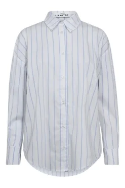Hot Haute L'Amitié Fine Line Twist Bow Shirt HL10210 Blue Stripe