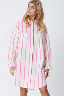 Online Cras Flax Shirt 4006 Pink Stripe
