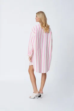 Online Cras Flax Shirt 4006 Pink Stripe