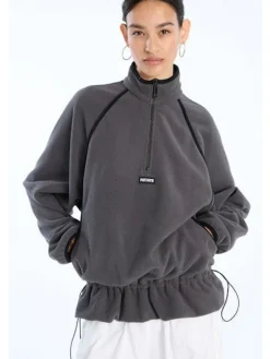 Best Rotate Fleece Half Zip Jacket 1153681205 1205 Gray Pinstripe