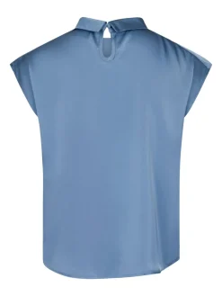 Sale Neo Noir Fleur Drapy Satin Blouse Dusty Blue