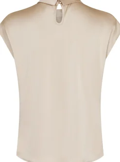 Best Neo Noir Fleur Drapy Satin Blouse Dark Sand