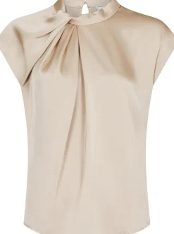 Best Neo Noir Fleur Drapy Satin Blouse Dark Sand