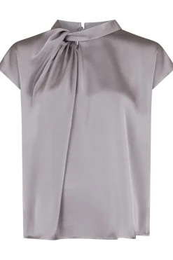 Clearance Neo Noir Fleur Drapy Satin Blouse 130 Grey