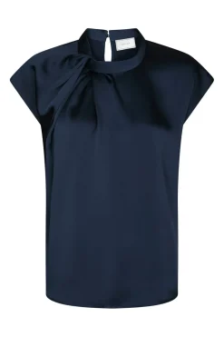 Clearance Neo Noir Fleur Drapy Satin Blouse 160990 141