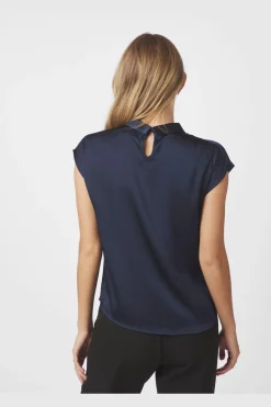 Clearance Neo Noir Fleur Drapy Satin Blouse 160990 141