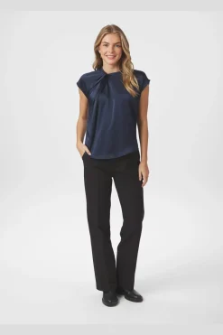 Clearance Neo Noir Fleur Drapy Satin Blouse 160990 141