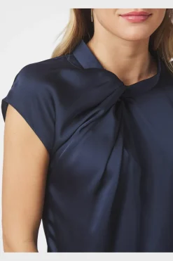Clearance Neo Noir Fleur Drapy Satin Blouse 160990 141