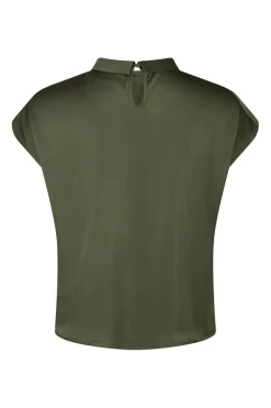New Neo Noir Fleur Drapy Satin Blouse 160990 Army