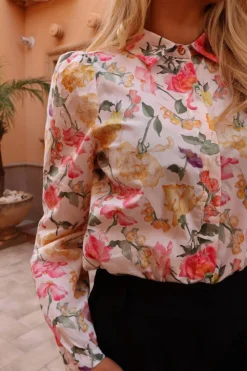 Online Liberte Flora Ls Blouse 21598 Creme Yellow Flowers