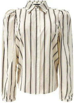 Discount Liberte Flora Ls Blouse 21598 Ivory Black Stripe