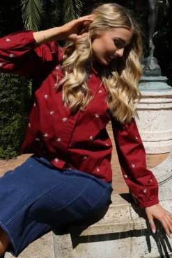 Best Liberte Flora Ls Blouse 21598 Bordeaux Flower