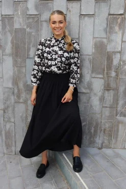 Hot Liberte Flora-Blouse 21249 Black Creme Mint Flower