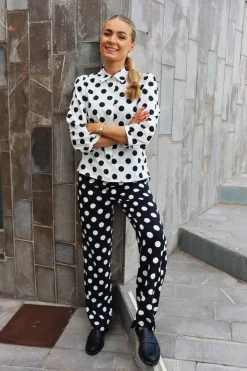 Sale Liberte Flora-Blouse 21249 White Black Big Dot