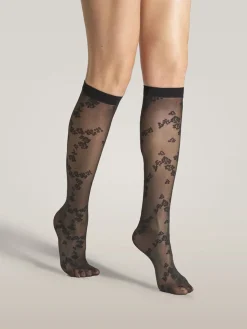 Outlet Wolford Floret Knee-highs34423 7005 Black