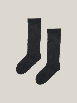 Outlet Wolford Floret Knee-highs34423 7005 Black