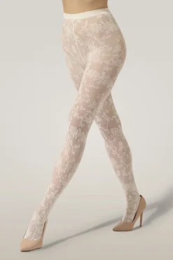 Clearance Wolford Flower Tights17625 4864 Buttermilk
