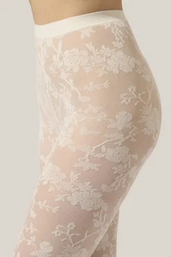 Clearance Wolford Flower Tights17625 4864 Buttermilk